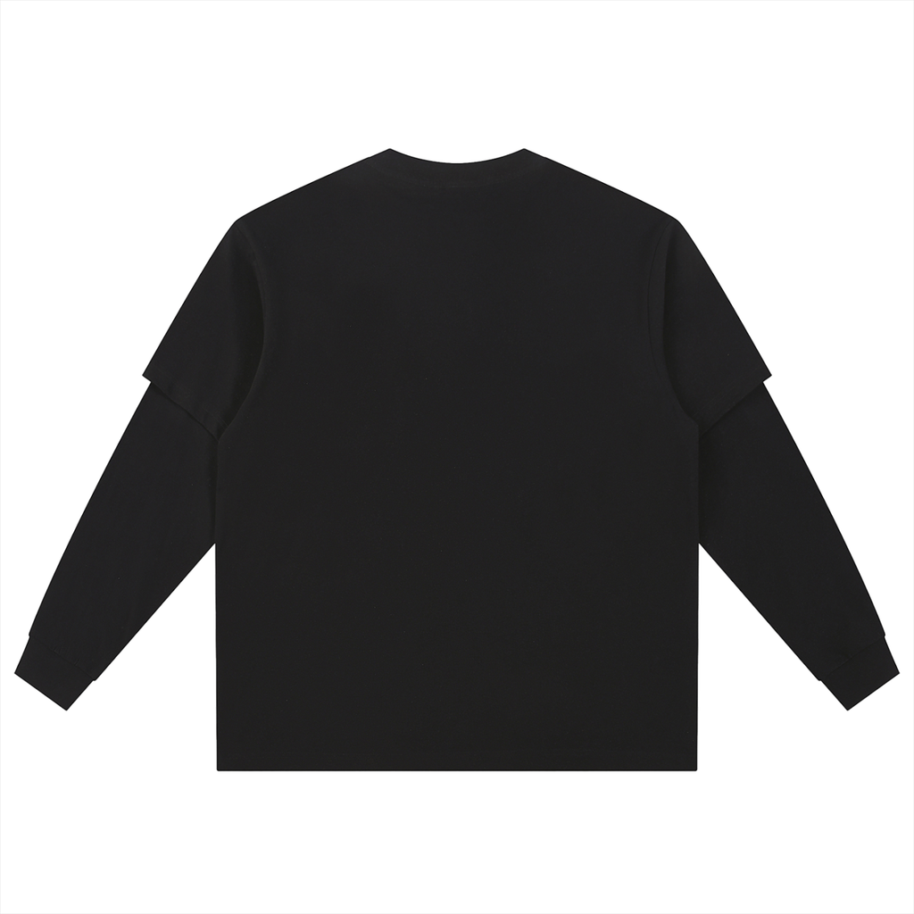 Layered Long Sleeve Oversized Black Tee