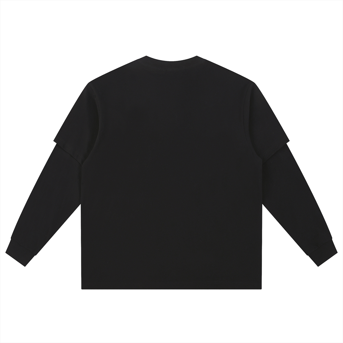 Layered Long Sleeve Oversized Black Tee