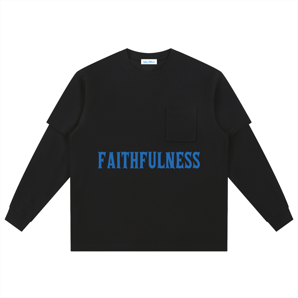 Layered Long Sleeve Oversized Black Tee